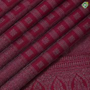 Magenta color neem zari checks self designed square butta self neem zari multi design lines border bridal silk saree