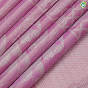 Baby pink silver zari grand cross checks fancy mango self plain background dancing women posture tissue silk saree