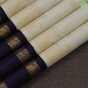 Milk White gold zari mango and annam butta design gold zari yaali butta padded blue gold zari rette pett border traditional silk saree