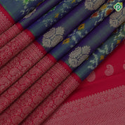 Sage Green Gold Zari Mango Floral Ikkat Design Rani Pink Mango Floral Border Design Trendy Silk Saree