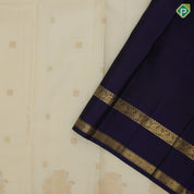 Milk White gold zari mango and annam butta design gold zari yaali butta padded blue gold zari rette pett border traditional silk saree
