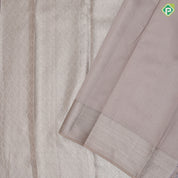 Pewter pink silver zari by zari diamond checks tissue weaved peach silver zari diamond border tissue silk saree