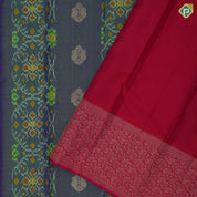Sage Green Gold Zari Mango Floral Ikkat Design Rani Pink Mango Floral Border Design Trendy Silk Saree