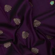 Purple violet gold zari fancy thilagam butta contrast sandal gold zari multi design line border gift silk saree