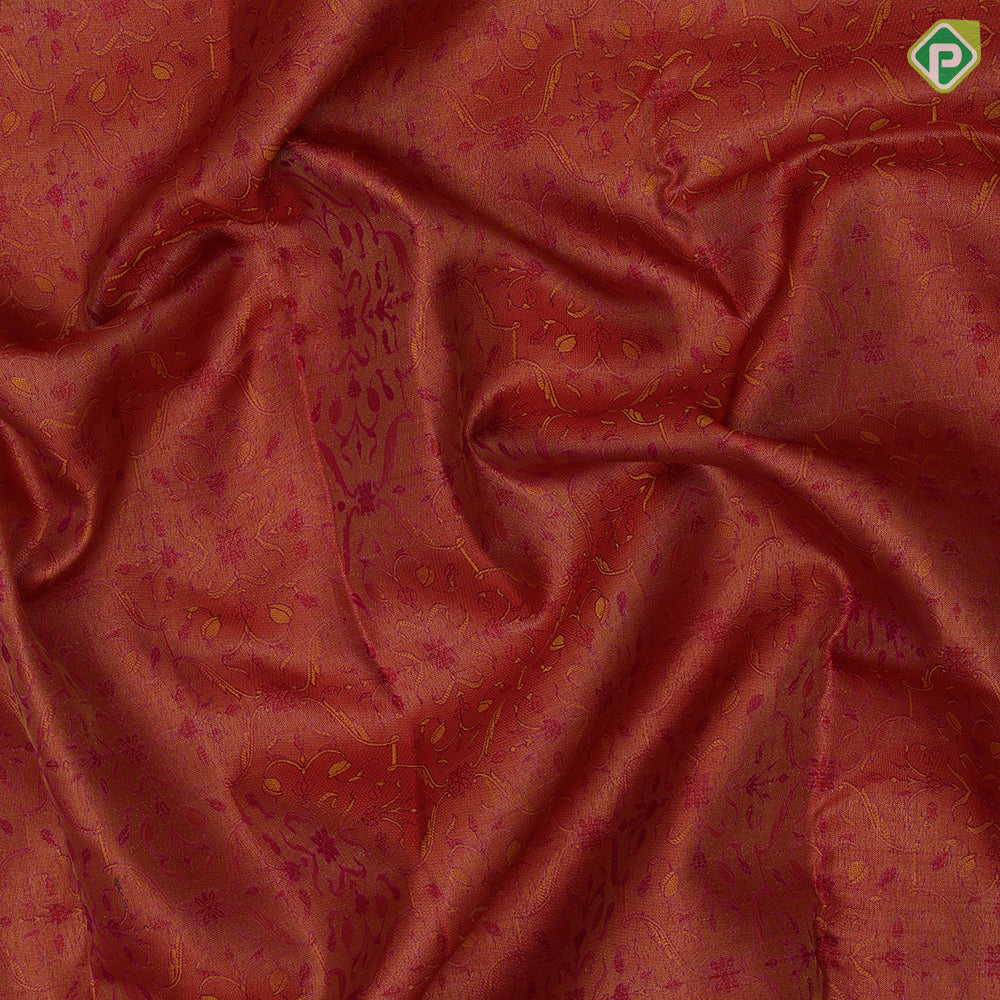 Reddish Orange Gold Zari Floral Design Pink Colour Diamond Design Border Design Trendy Silk Saree