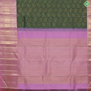 Dark green mango butta contrast light pink with gold zari mid bavanji border grand brocade bridal silk saree