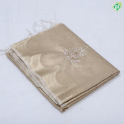 Pastel shade tissue Aari work flower design self gold zari cut border trending fancy tissue saree
