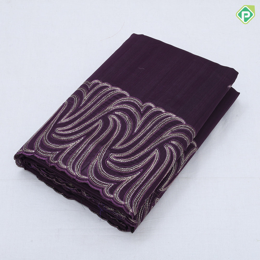 Violet blue neem zari fancy floral butta self floral embroidered border trending fancy saree