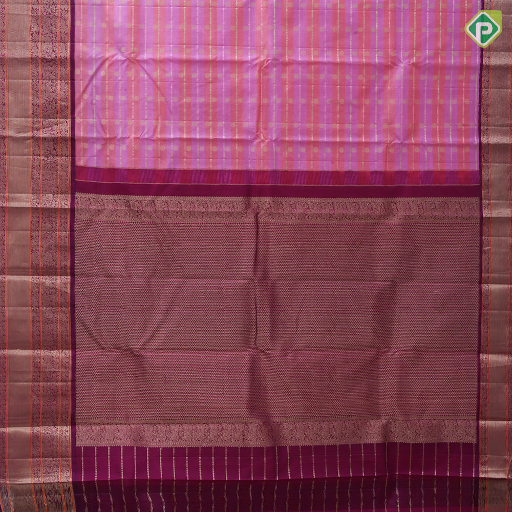 dual color lines with gold zari lines rudraksham butta purple classic symbols butta lines traditional silk saree