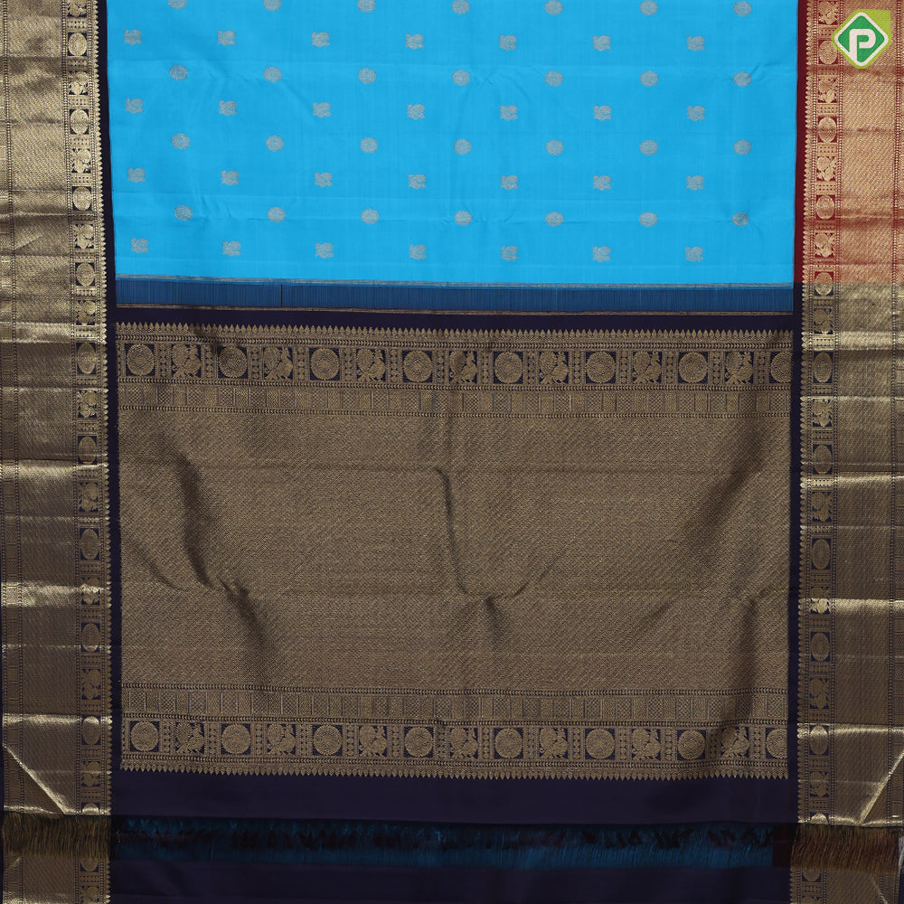 Rama Blue Paalum Pazhamum Border Retro Traditional Silk Saree