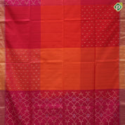 Rani pink honey orange gold zari butta grand design pallu gold zari border soft silk saree