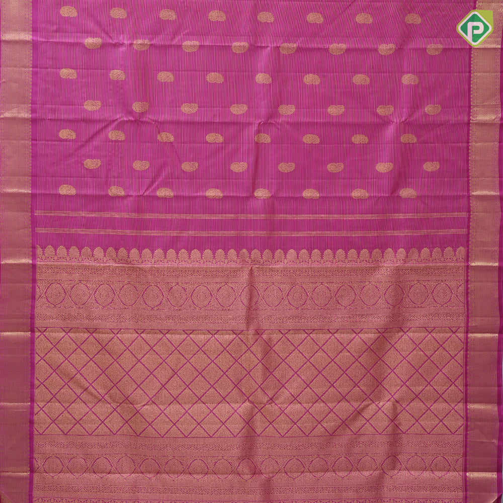 Barbie Pink Gold Zari Mango Design Self Colour mayilkan Ruthracham Border Design Traditional Silk Saree