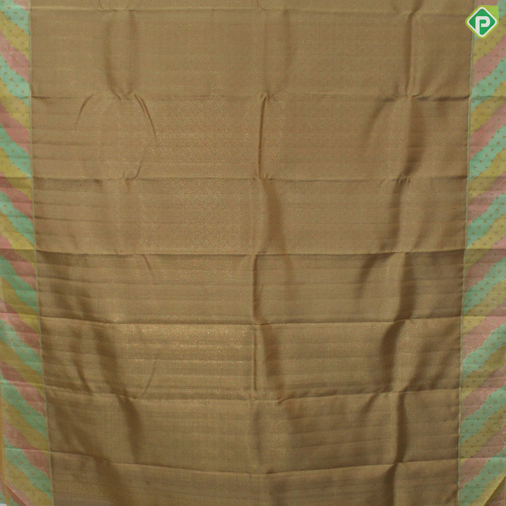 Sandal Wood Color Gold Zari With Multi Color Gross Border Trendy Silk Saree