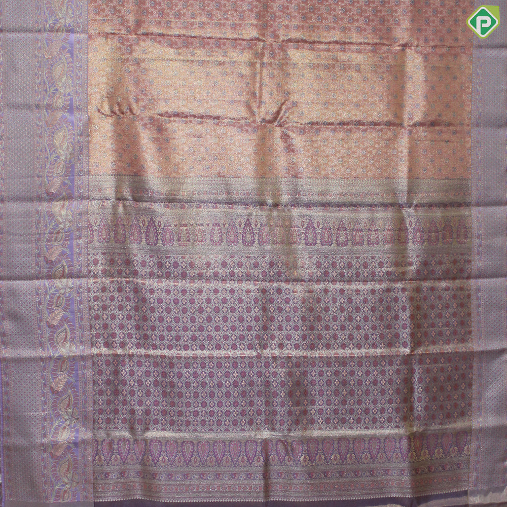 Goldish Pink Gold Zari With Baby Pink Color Tissue Traditional Silk Saree