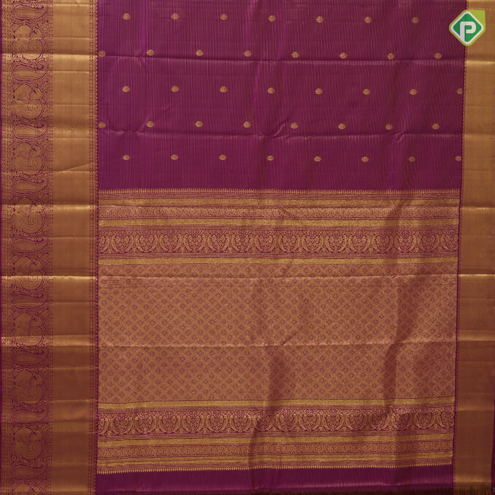 Dark Pink Gold Zari Vairaoosi Flower Motif Self Colour Mango Peacock Border Design Traditional Silk Saree
