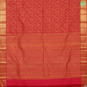 tomato red with gold zari vanasingaram design self gold zari border grand bridal silk saree
