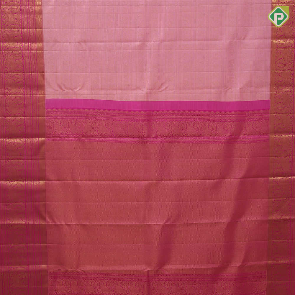 Baby Pink Gold Zari Ruthracham Peacock Brocade Design Dark Pink Mayilkan Peacock Border Design Wedding Silk Saree