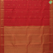 Rani red gold zari checked fancy butta self gold zari peacock butta border traditional silk saree