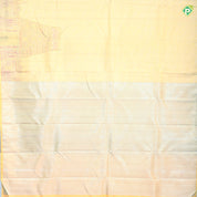 Lemon yellow silk thread grains design multi color temple tower weaved border signature silk saree