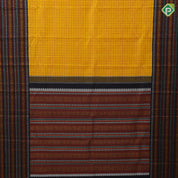Mango yellow thread checks design purple brown with multi color thread work butta lines border traditional silk saree
