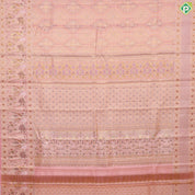 peach pink gold zari meena work grand design self border exclusive wedding silk saree