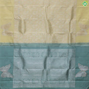 Light Lemon Yellow Gold and Silver Zari With Butterfly Butta Border Trendy Silk Saree