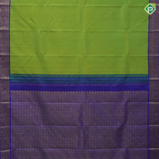 Parrot Green Plain Design Violet Elephant Peacock Border Design Traditional Silk Saree