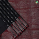 Black with silver zari hashtag symbol design maroon silver zari animation design border soft silk saree