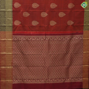 Rust Orange Gold Zari Thilagam Butta Design Coffee Brown Mango Charagam Border Design Traditional Silk Saree