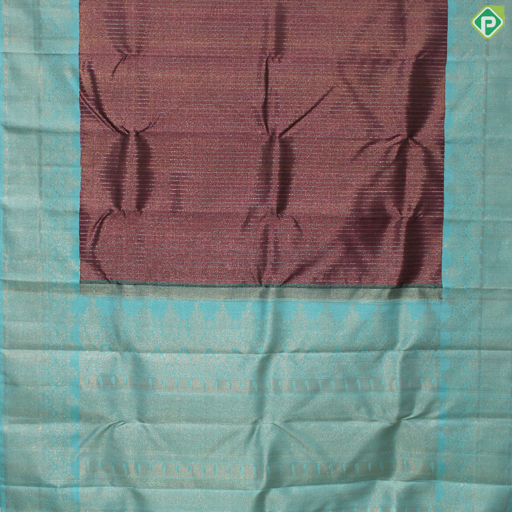 Magenta With Silver Zari Stripes Contrast Ananda Colour Gold Zari Border Traditional Silk Saree