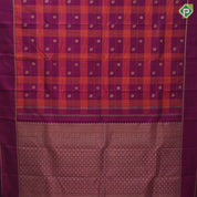 Purple pink base orange combo gold zari elephant chakkaram butta self god zari rettapet border traditional silk saree