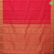 Chilly red gold zari small chakkaram and rudraksham butta self gold zari edge border traditional silk saree