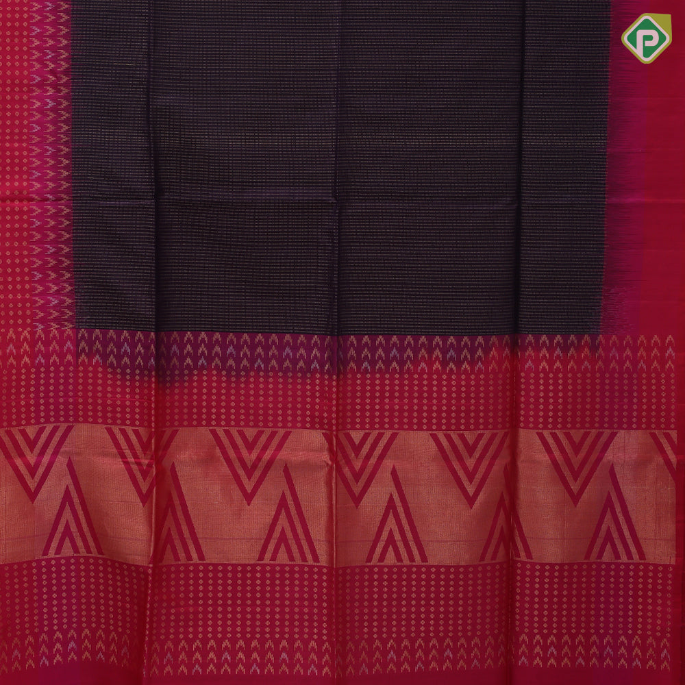 Purple Colour Gold Zari Vairaoosi Lines Design Rani Pink Temple Ruthracham Border Design Soft Silk Saree