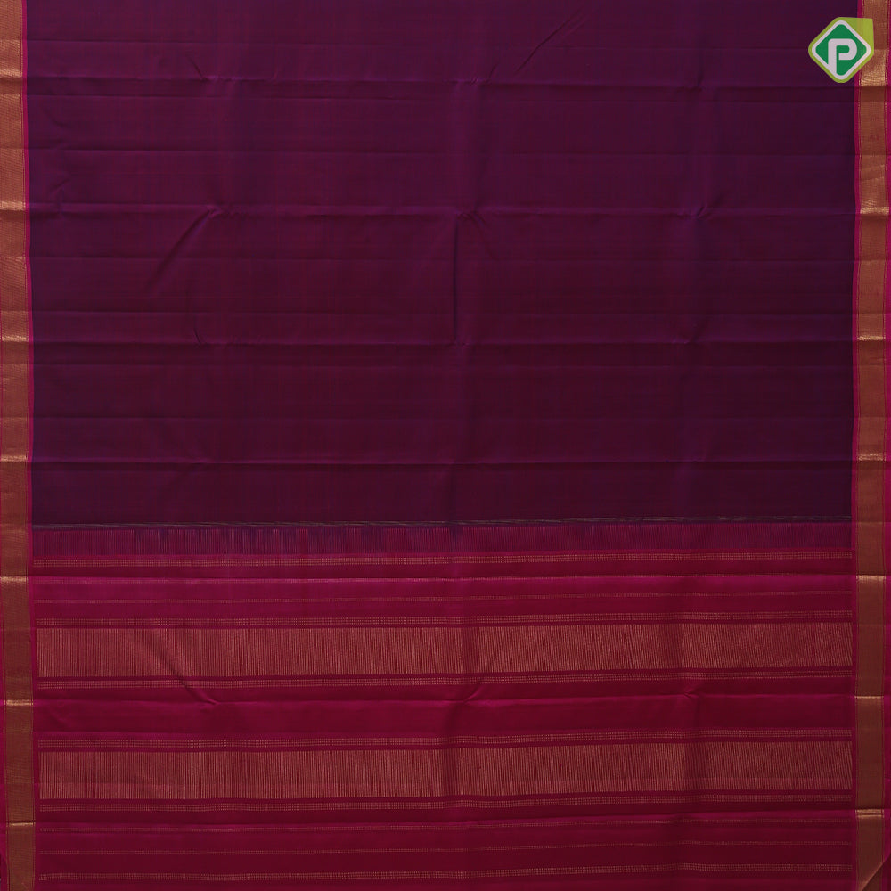 Purple full body plain weaved pink gold zari bavanji edge border plain traditional vintage silk saree
