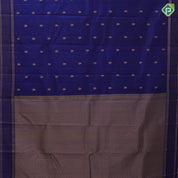 Navy Blue Gold Zari Small Motif Design Self Colour Zari Lines Border Design Traditional Silk Saree