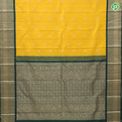 Lemon Yellow Thilgam  Butta Design Bottle Green Floral Border Design Traditional Silk Saree