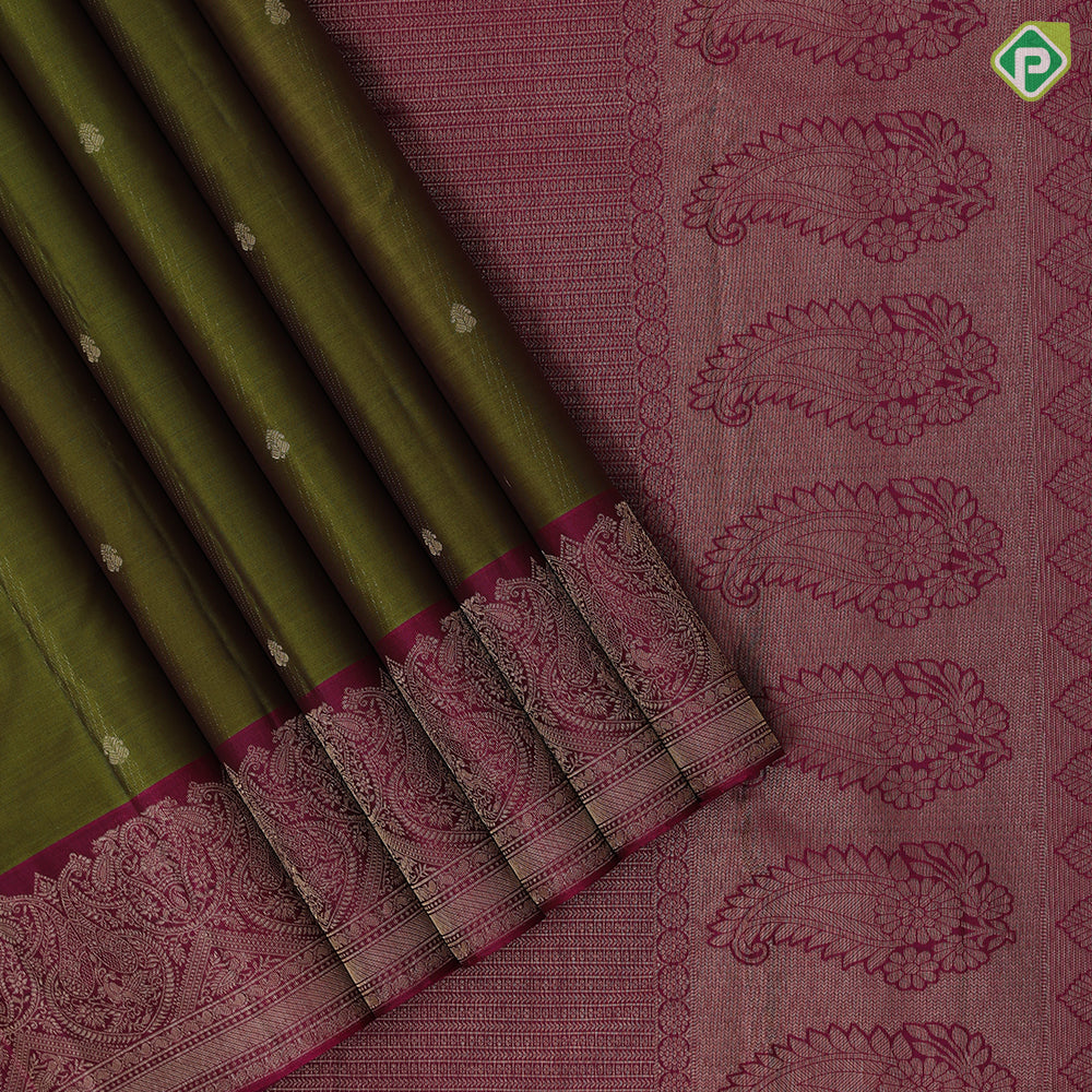 Orangish pink gold zari small kalasham butta design Rose pink silver gold zari banaras style border gift silk saree