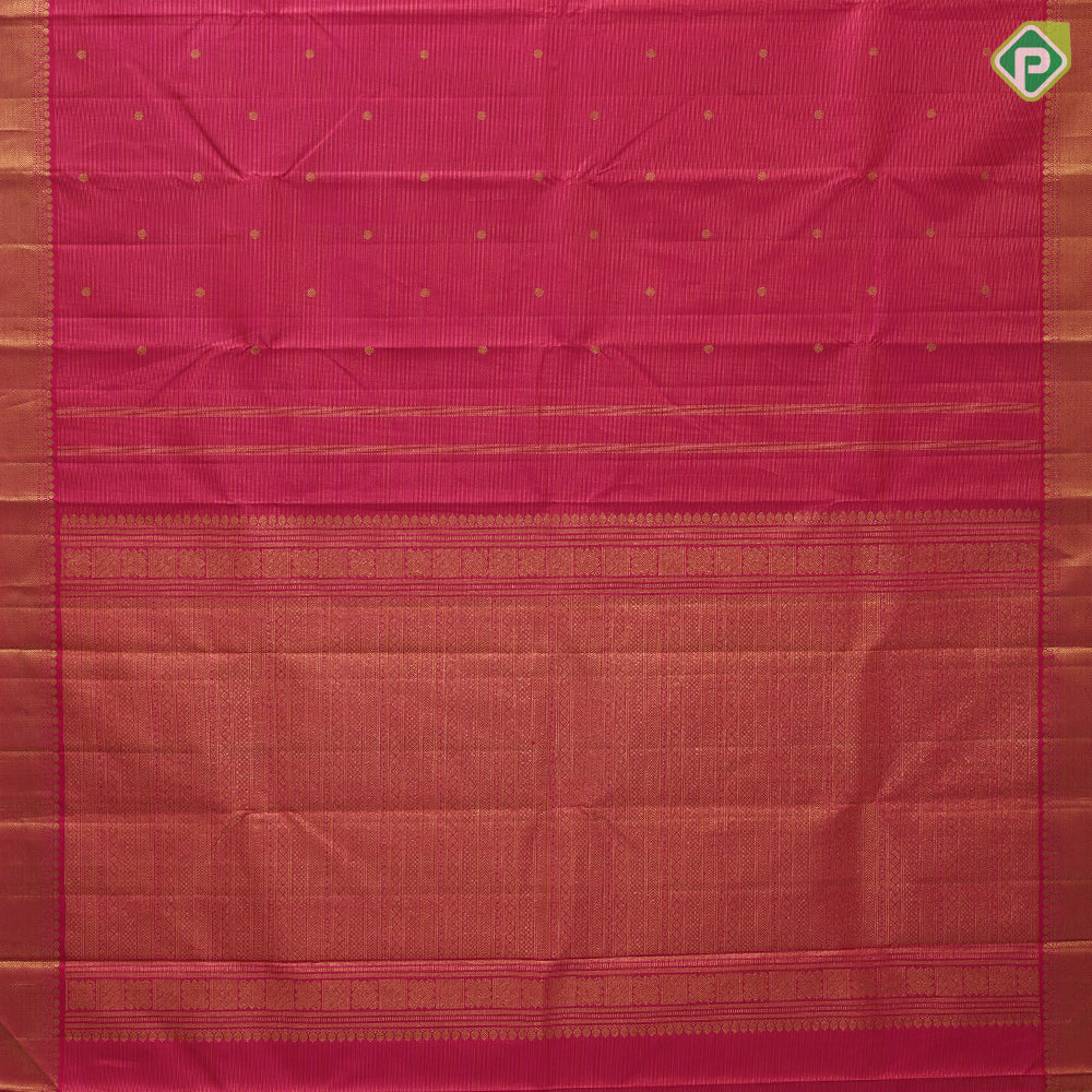 Rani pink gold zari vaira oosi lines ruthratcha design dark pink wave border design traditional silk saree