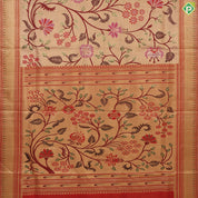 mustard gold big floral weaved design self pythonic border grand tissue silk saree