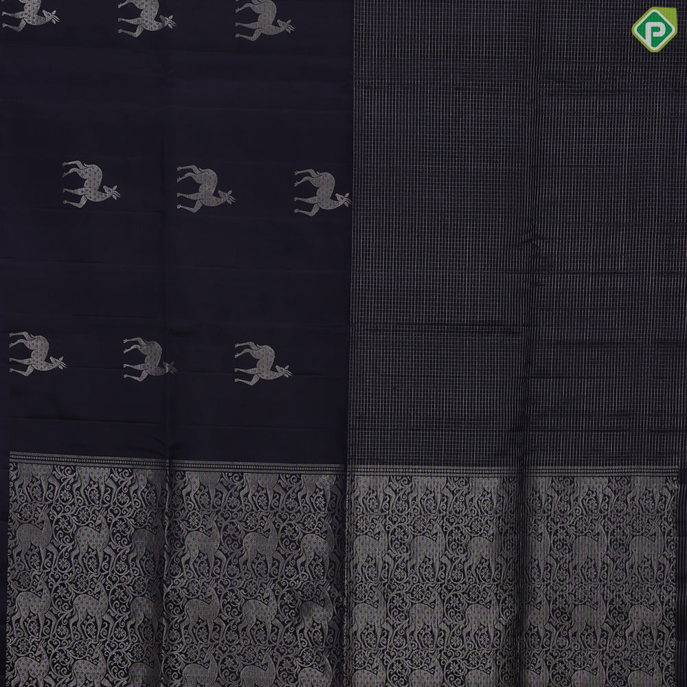 Orangish pink silver gold zari deer butta body design self zari kattam border Soft silk Saree