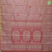 Pink silver gold zari floral meena work design self silver gold zari fancy floral border tissue silk saree