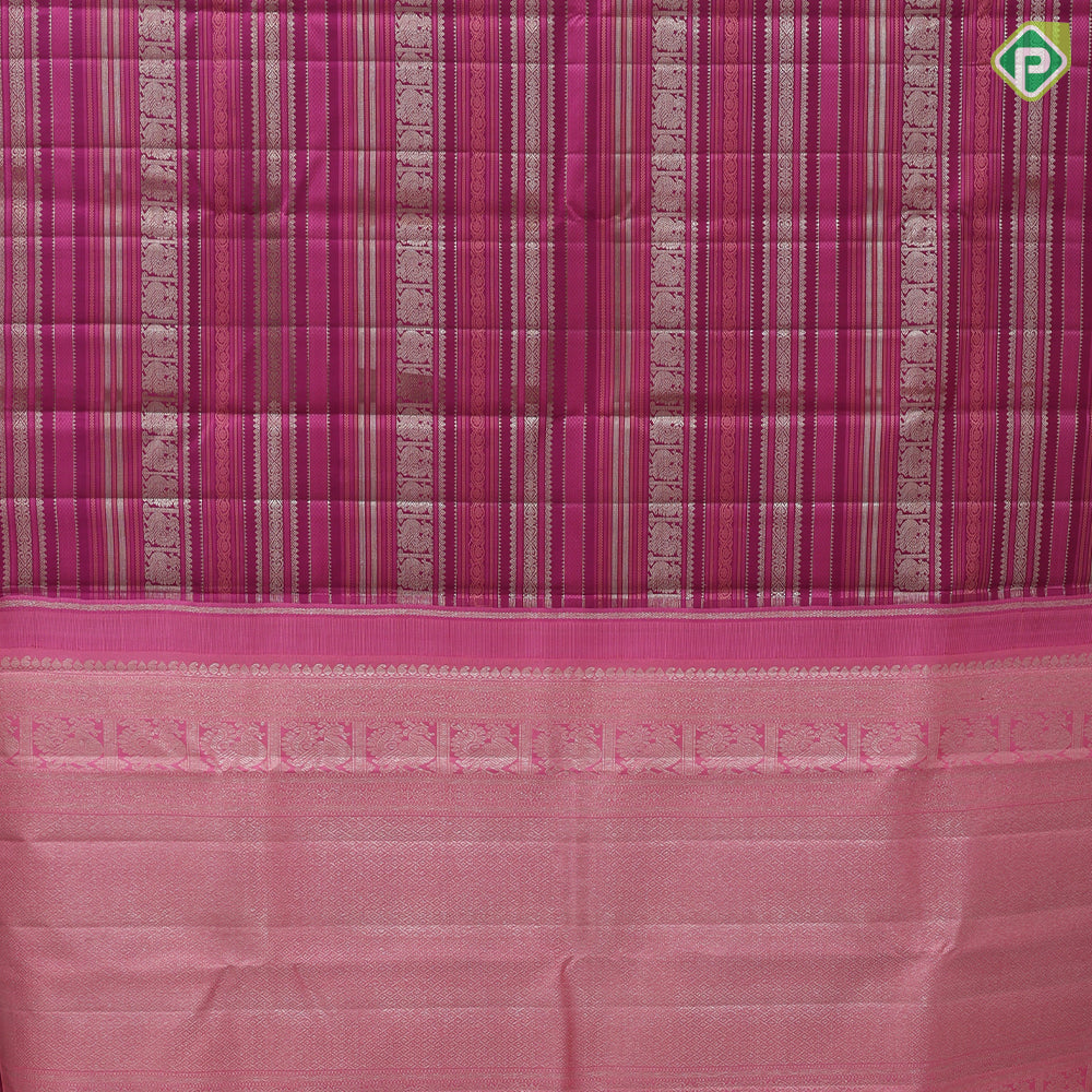 Purple pink silver zari velthari thread work design borderless Exclusive grand bridal silk saree
