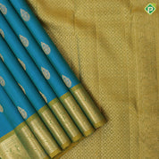 Rexsona Green Gold Zari Thilagam Butta Design Olive Green Peacock Border Design Pure Mix Silk Saree