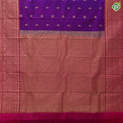 Dual shade purple gold zari chakkaram annam butta rani pink gold zari multi design border traditional silk saree
