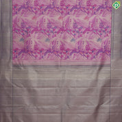 Rose pink multi color silver zari wild scenery design purple silver gold zari diamond border Trendy tissue Silk saree