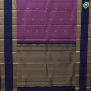 Wild Berry Gold Zari Checked And Small Motif Royal Blue Peacock Border Design Traditional Silk Saree