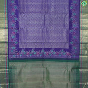 Purple Color Silver Zari With Green Color Mayilkan Design Border Traditional Silk Saree