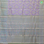Lavender silver gold zari grand floral design Sea blue gold zari fancy floral design tissue silk saree