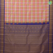 Pastel multi color madras checks design blue gold zari peacock butta gatti border paalum pazhamum silk saree