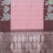 Peach Base Brown and Bamboo Cuts design Maroon brown Border Trendy Designer Silk Saree